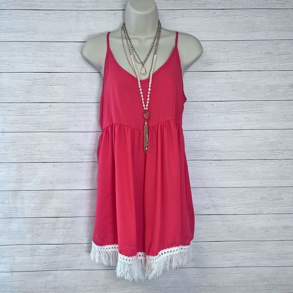 Boutique Joyce Flowy Spaghetti Strap Romper with Tassel Detail 💗 - Picture 1 of 9
